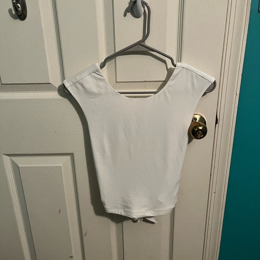 Tiger Mist White Open Back crop top